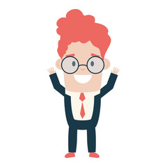 smiling businessman character on white background