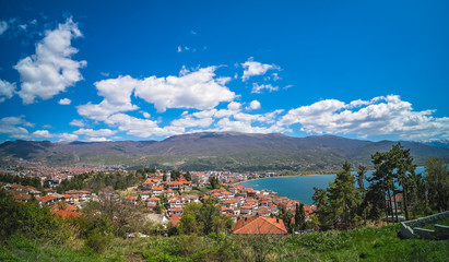 View of Lake Ohrid and town