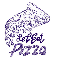 pizza, hand drawn illustration