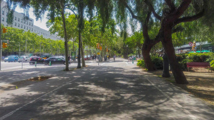 Street of Barcelona on summer day. CataloniaSpain.