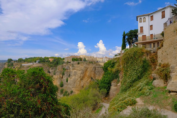 Ronda, Spain, old town cityscape in sunny october day.