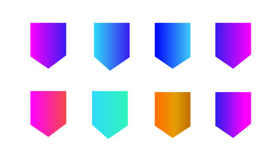 set of eight colorful bright banners