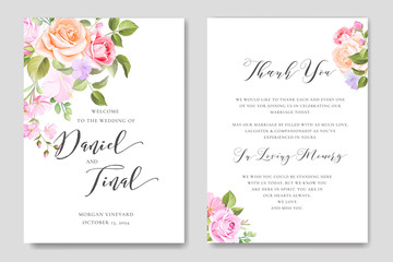 beautiful wedding card with floral and leaves frame template