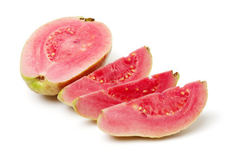 Pink guava isolated on white background