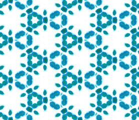 Blue Geometric Watercolor. Seamless Pattern.Surface Ornament.