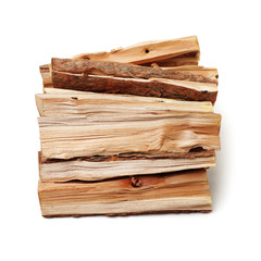 Pile of firewood isolated on a white background
