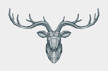 Abstract low poly triangle deer head. Decorative reindeer. Animal vector illustration