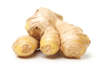 fresh ginger on white background 