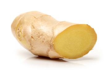 fresh ginger on white background 