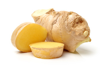 fresh ginger on white background 