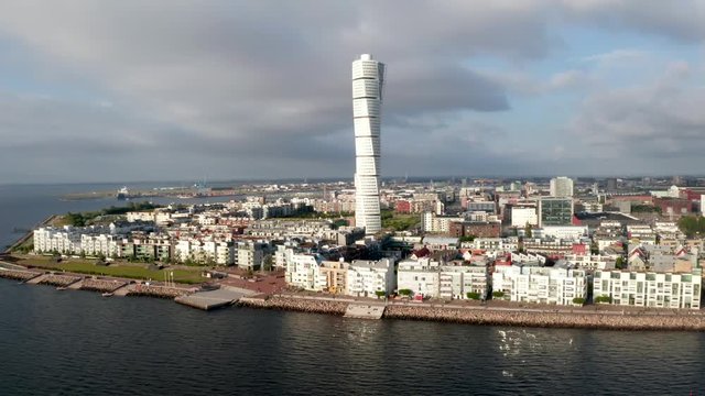Beautiful view of the Vastra Hamnen (The Western Harbour) in Malmo, Sweden
