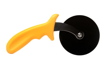Pizza cutter on white background 