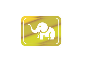 Cute elephant with Hose up and horns logo design in the shape
