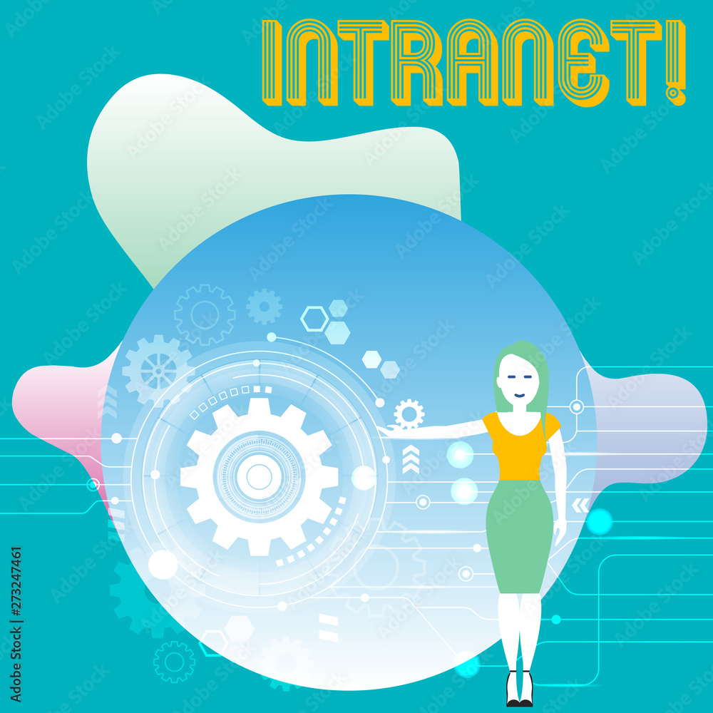 Poster conceptual hand writing showing intranet. concept meaning private network of a company interlinked l