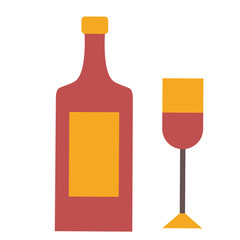 Bottle of wine flat illustration on white