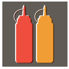 Ketchup and mustard flat illustration design