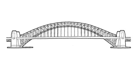 Sydney Harbor Bridge, Sydney, Australia: Landmark Vector Illustration Hand Drawn Cartoon Art