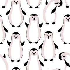 animal character cute penguin pattern white background