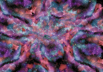 Abstract artistic multicolored unique nebula galaxy artwork background