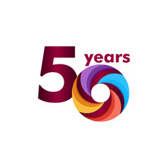 50 Year Anniversary Colorful Vector Template Design Illustration