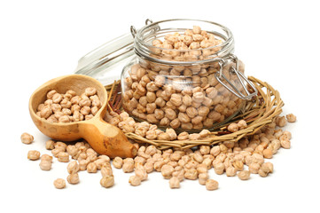 chickpeas on a white background 