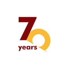 70 Year Anniversary Elegant Number Vector Template Design Illustration
