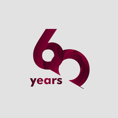 60 Year Anniversary Elegant Number Vector Template Design Illustration
