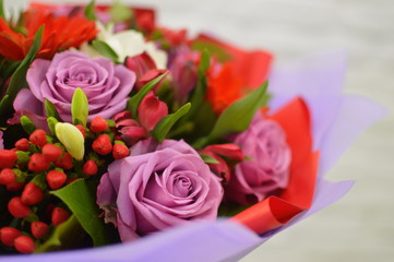 bouquet of violet roses