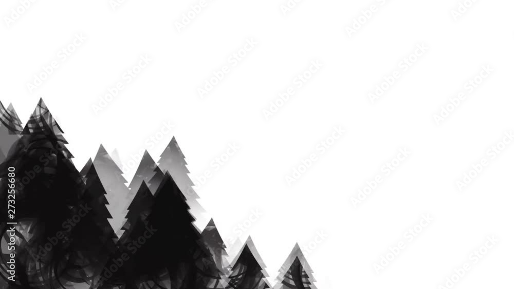 Aufkleber christmas trees in black ink from bottom to top, left to right and diagonal movement. ink style matt