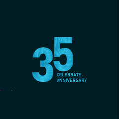 35 Year Anniversary Aqua Color Vector Template Design Illustration