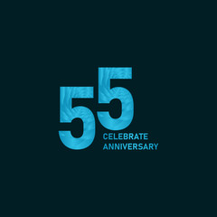 55 Year Anniversary Aqua Color Vector Template Design Illustration