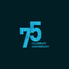 75 Year Anniversary Aqua Color Vector Template Design Illustration