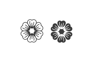 flowers icon vector lines and filled on white background.