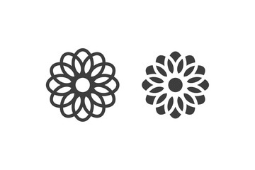 flowers icon vector lines and filled on white background.