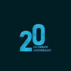 20 Year Anniversary Aqua Color Vector Template Design Illustration