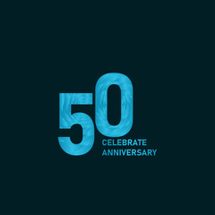50 Year Anniversary Aqua Color Vector Template Design Illustration