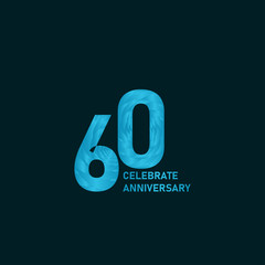 60 Year Anniversary Aqua Color Vector Template Design Illustration