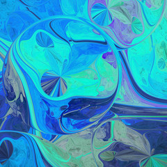 Abstract blue mosaic background. Fantastic organic texture. Digital fractal art. 3d rendering.