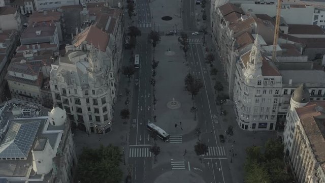 City hall of Porto in Portugal, 4k aerial drone skyline ungraded / raw 