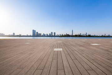 Panoramic skyline  with empty road