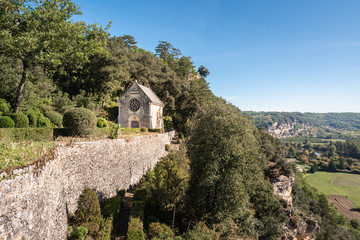 Ancient church and view of the Dordogne valley