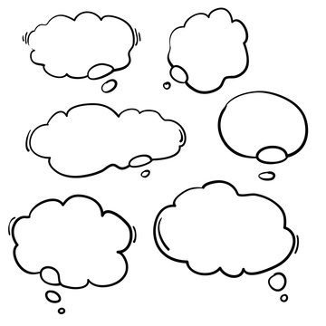 handdrawn think bubble for social network, app, wallpaper and poster with creative cartoon style.vector