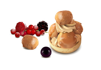 caramelia puff tart with fruits including currents, grape, raspberry and black berry