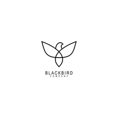 bird logo vector line outline monoline art icon - Vector
