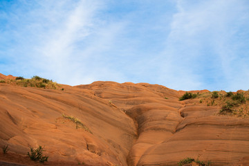 Longzhou Danxia of China, red rocks like waves