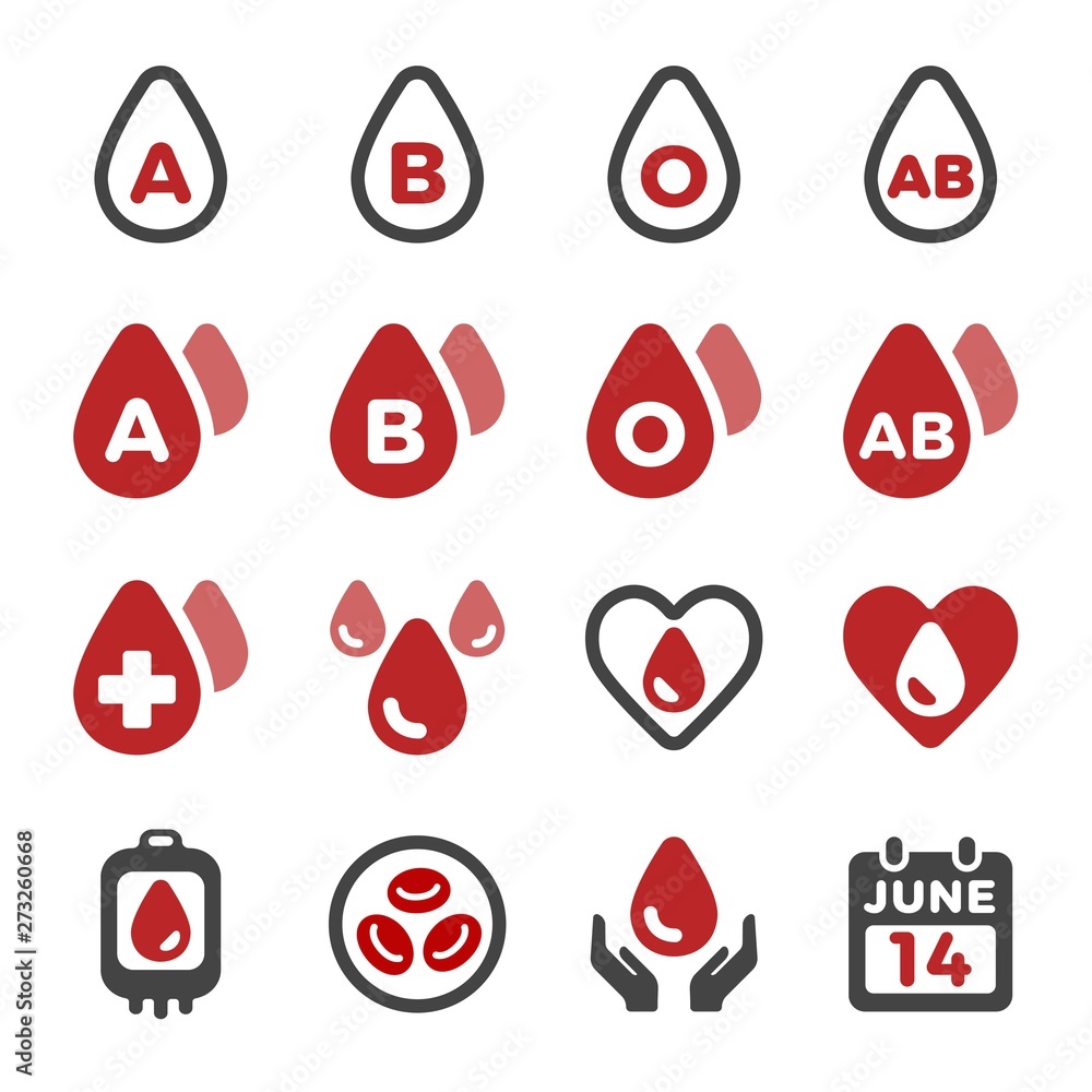 Wall mural blood and blood type icon set,vector and illustration 