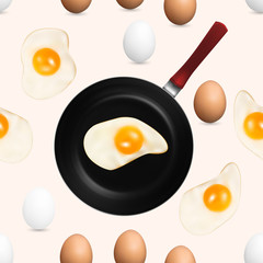 Fried Egg Isolated on White Background Vector Illustration