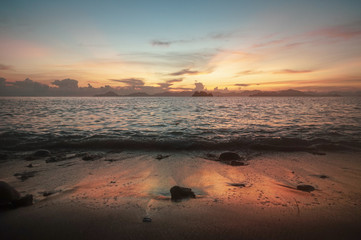 Amazing sunrise over sea in Palawan, Philippines