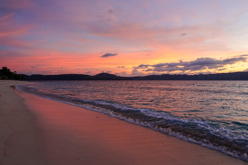 Beautiful beach sunset near Coron, Philippines