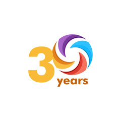Fototapeta premium 30 Year Anniversary Rainbow Vector Template Design Illustration
